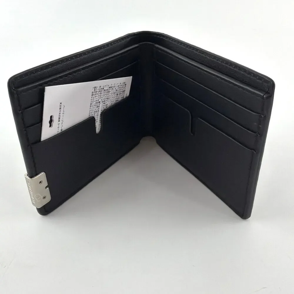 Burberry Men's Black Hipfold Granny Leatherv B-cut Bi-fold Wallet One Size
